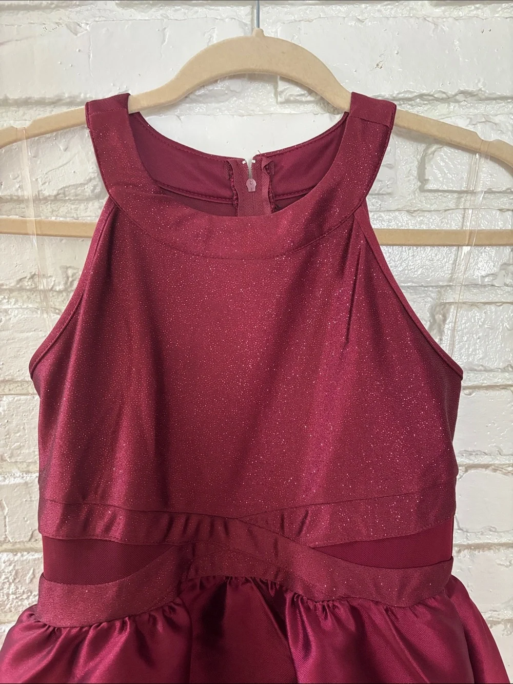 Like New. Emerald Sundae Girls High-Low Party Dress, Burgundy. Size 14